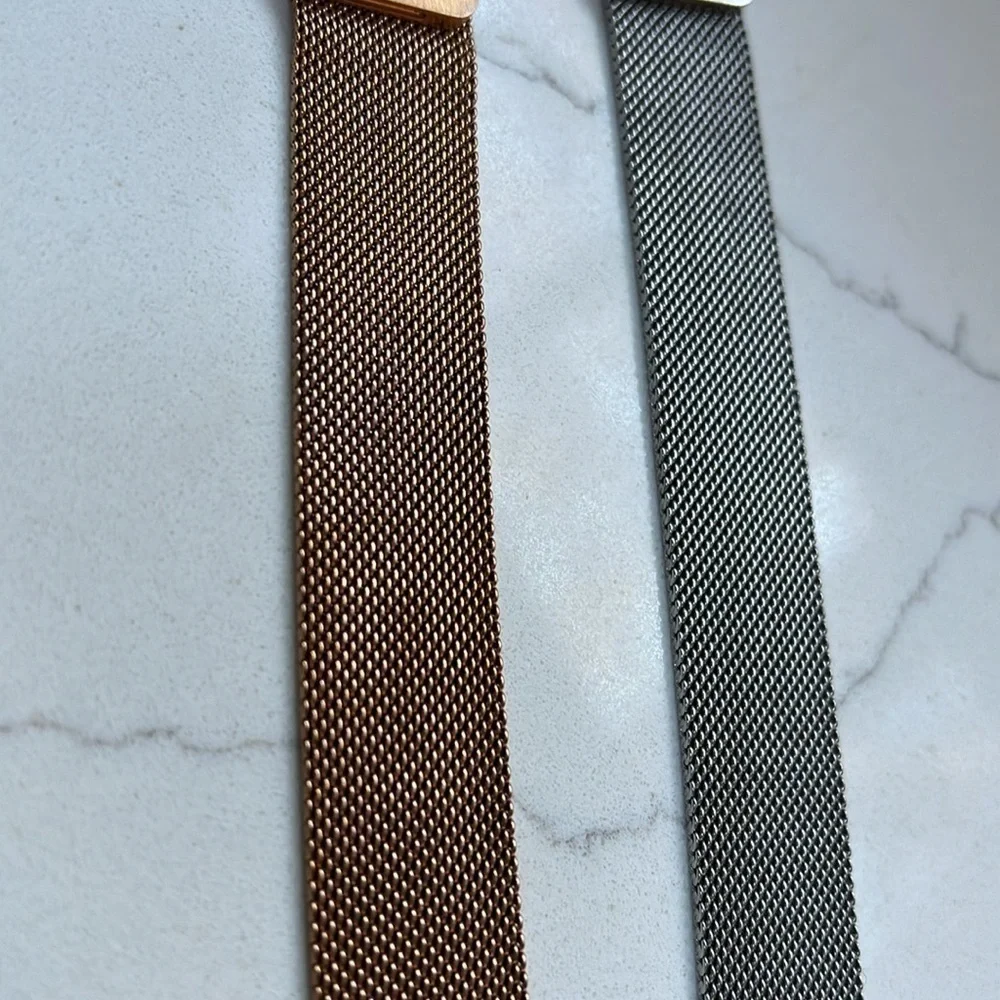Set of 2 Silver and Goldtone Mesh Adjustable bracelets for smartwatches